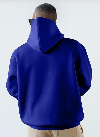 Men’s Blue Hoodie | Oversized Pullover Sweatshirt with Hood and Kangaroo Pocket | Casual Streetwear for Autumn & Winter