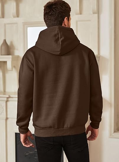 Men’s Casual Brown Hoodie | Oversized Pullover Sweatshirt with Hood and Kangaroo Pocket | Streetwear Autumn Winter Outfit