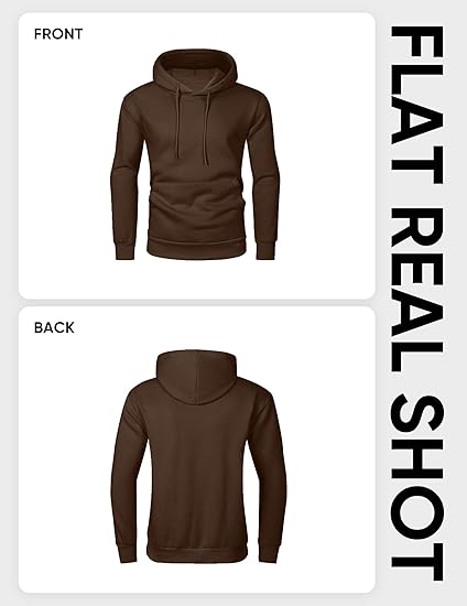 Men’s Casual Brown Hoodie | Oversized Pullover Sweatshirt with Hood and Kangaroo Pocket | Streetwear Autumn Winter Outfit