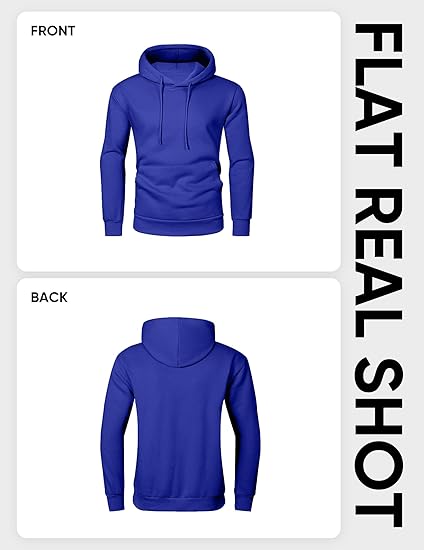 Men’s Blue Hoodie | Oversized Pullover Sweatshirt with Hood and Kangaroo Pocket | Casual Streetwear for Autumn & Winter